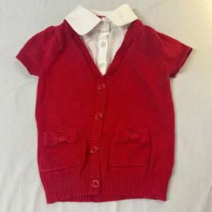 Gymboree - Short sleeve knit pullover V-neck cardigan w/ built in shirt. Size 3